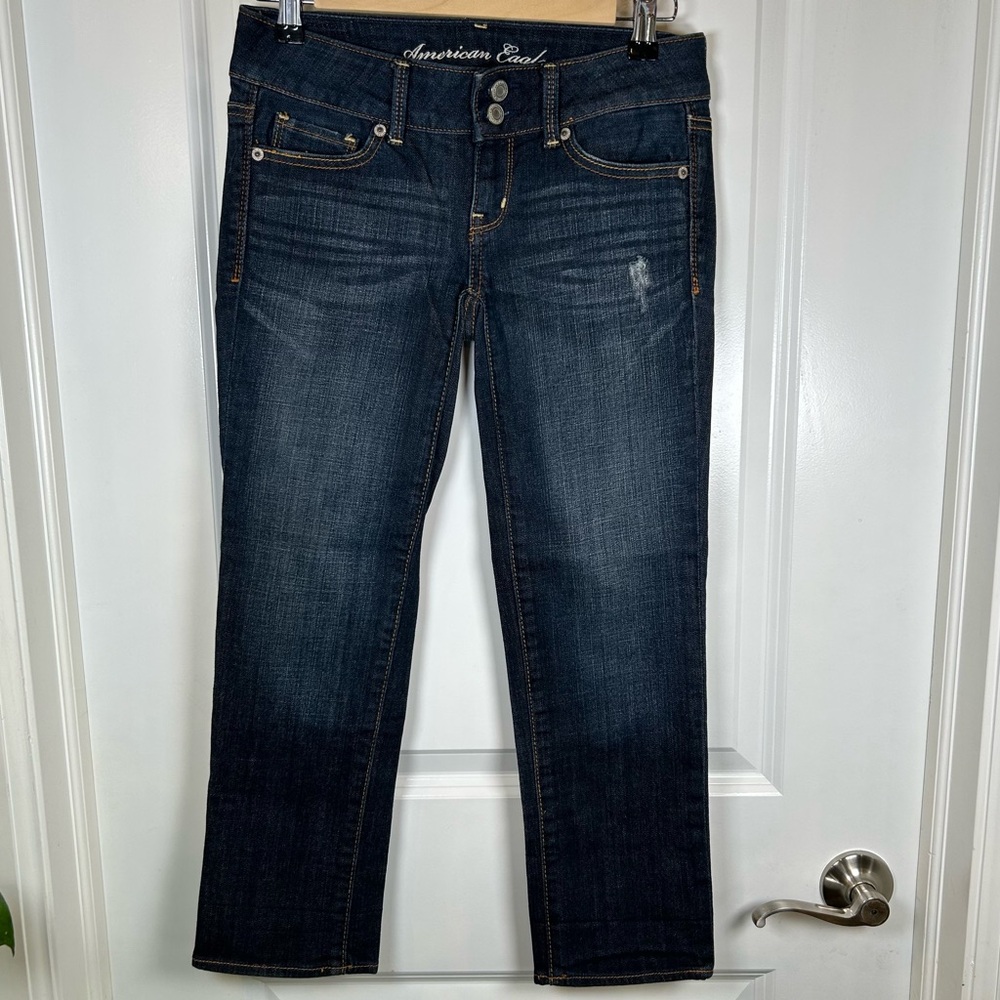 American Eagle‎ Artist Crop Denim Women's Dark Blue Jeans Size 0